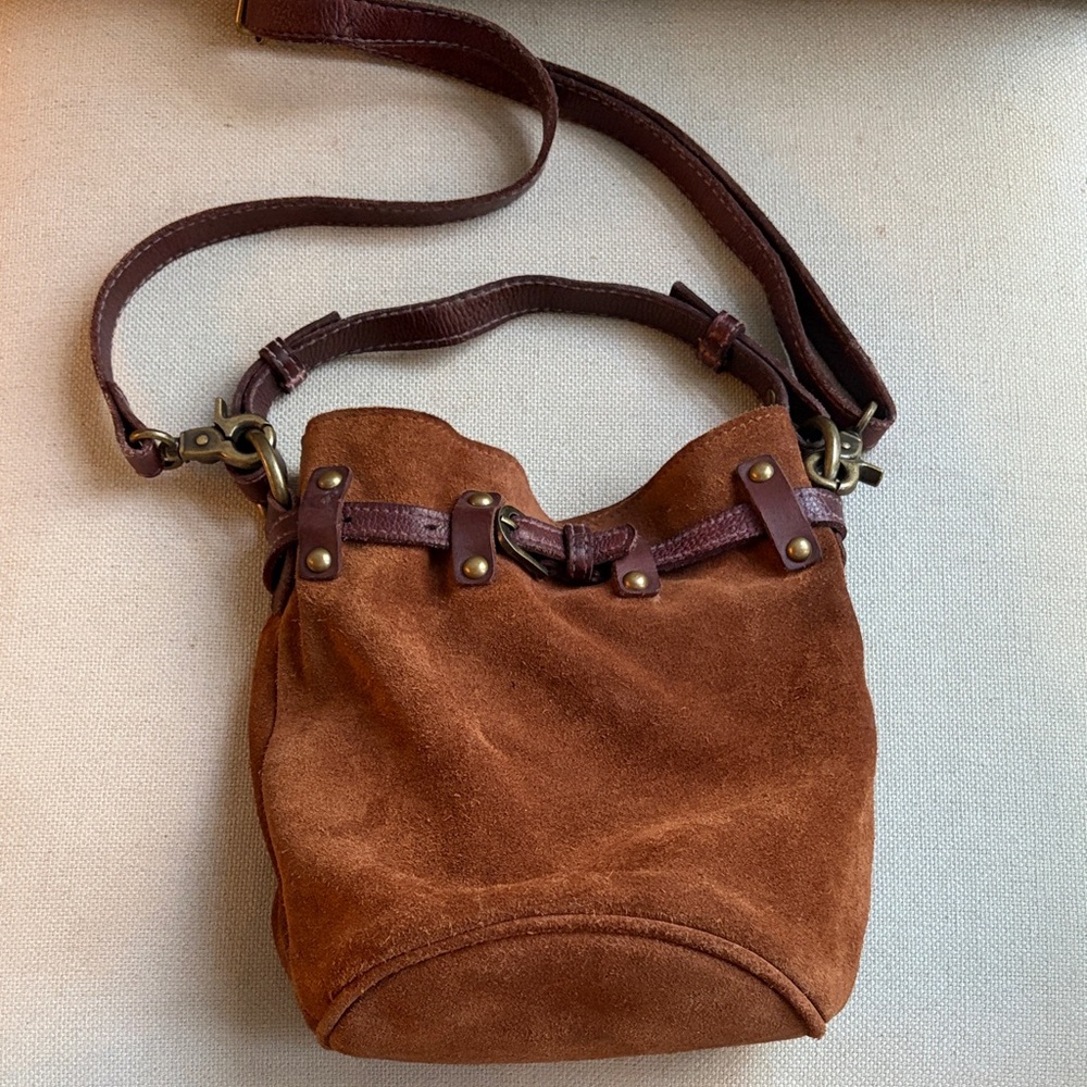 Free People Suede Drawstring Bucket Bag in Brown - Picture 3 of 11